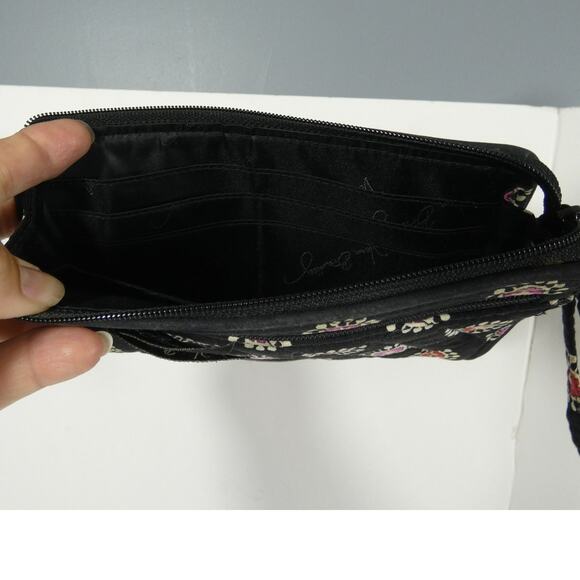 Vera Bradley Wristlet Wallet Black Zippered Parisian Paisley 8x5 - Picture 3 of 3